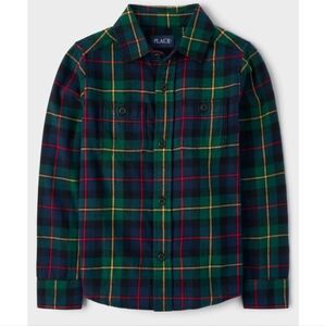 Plaid Flannel Shirt - Green and Red